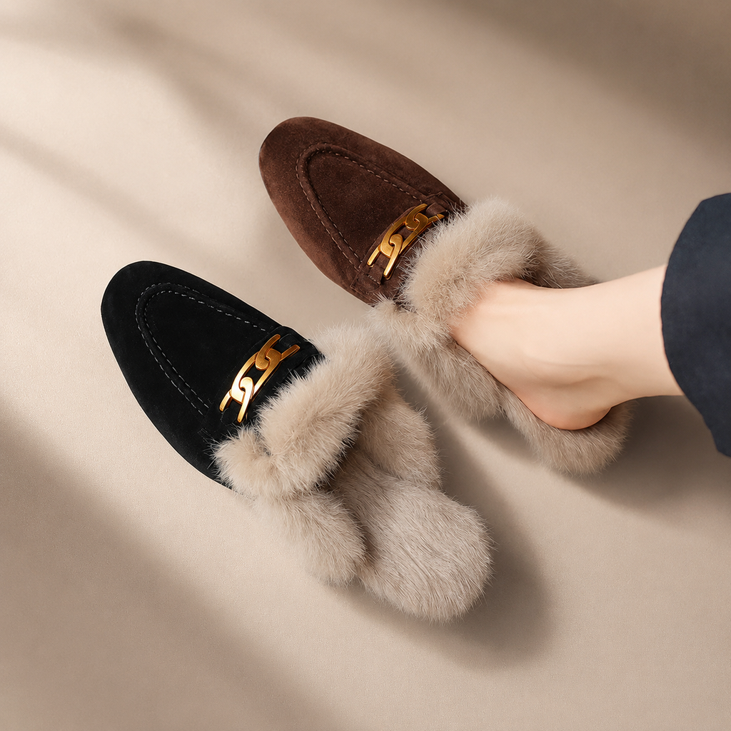 Judy Women’s Suede Faux-Fur Mules