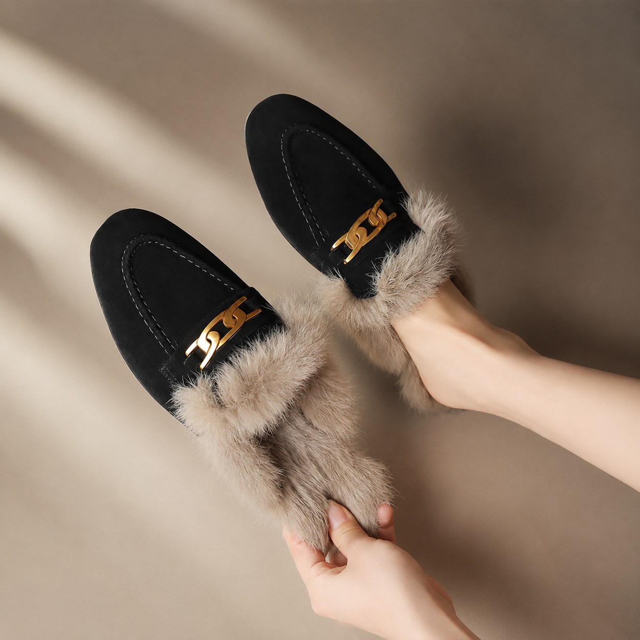 Judy Women’s Suede Faux-Fur Mules