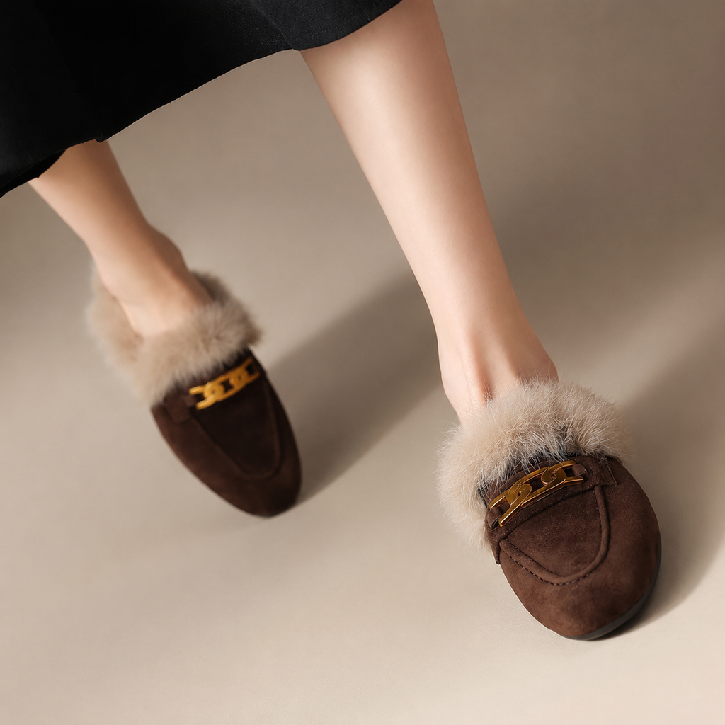 Judy Women’s Suede Faux-Fur Mules