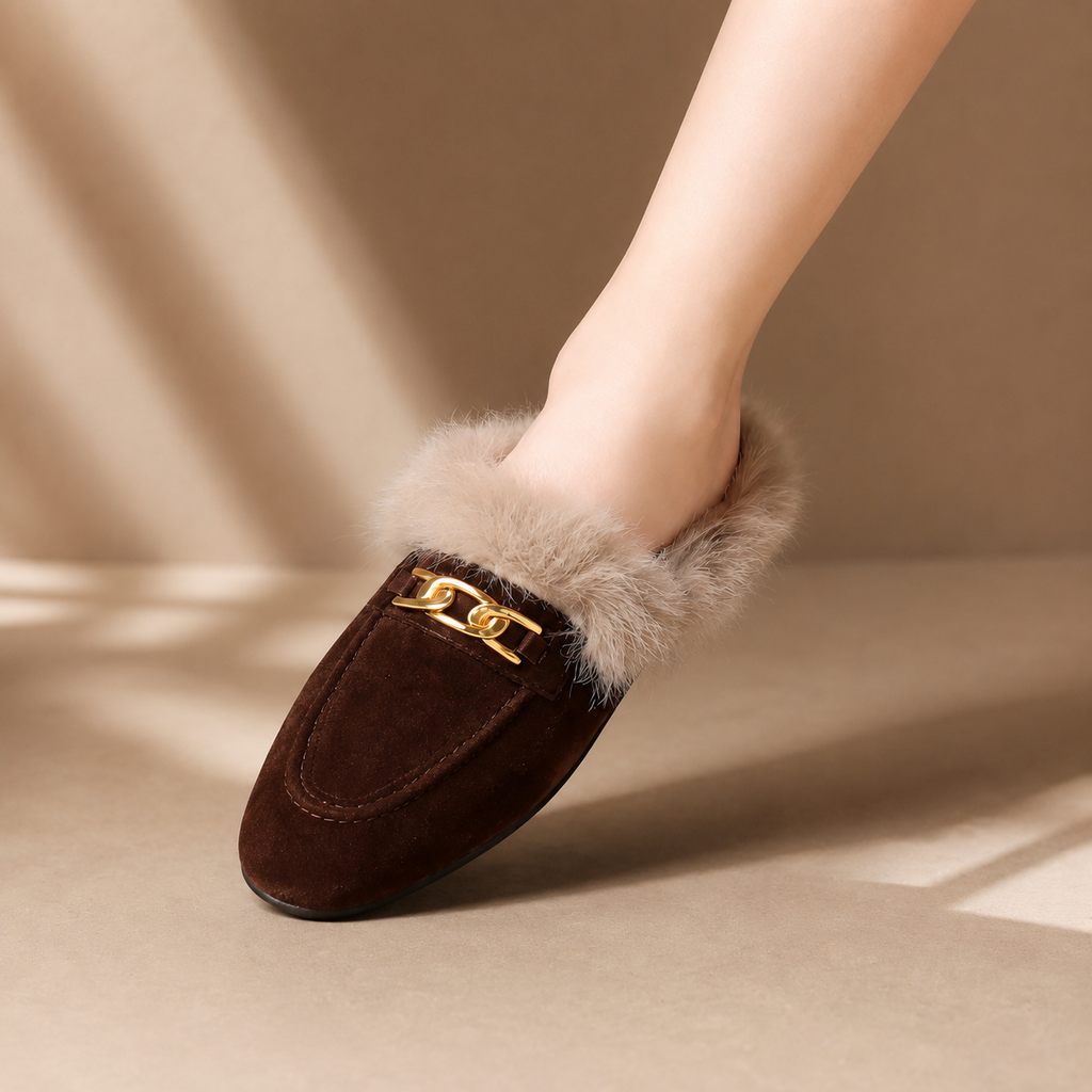 Judy Women’s Suede Faux-Fur Mules