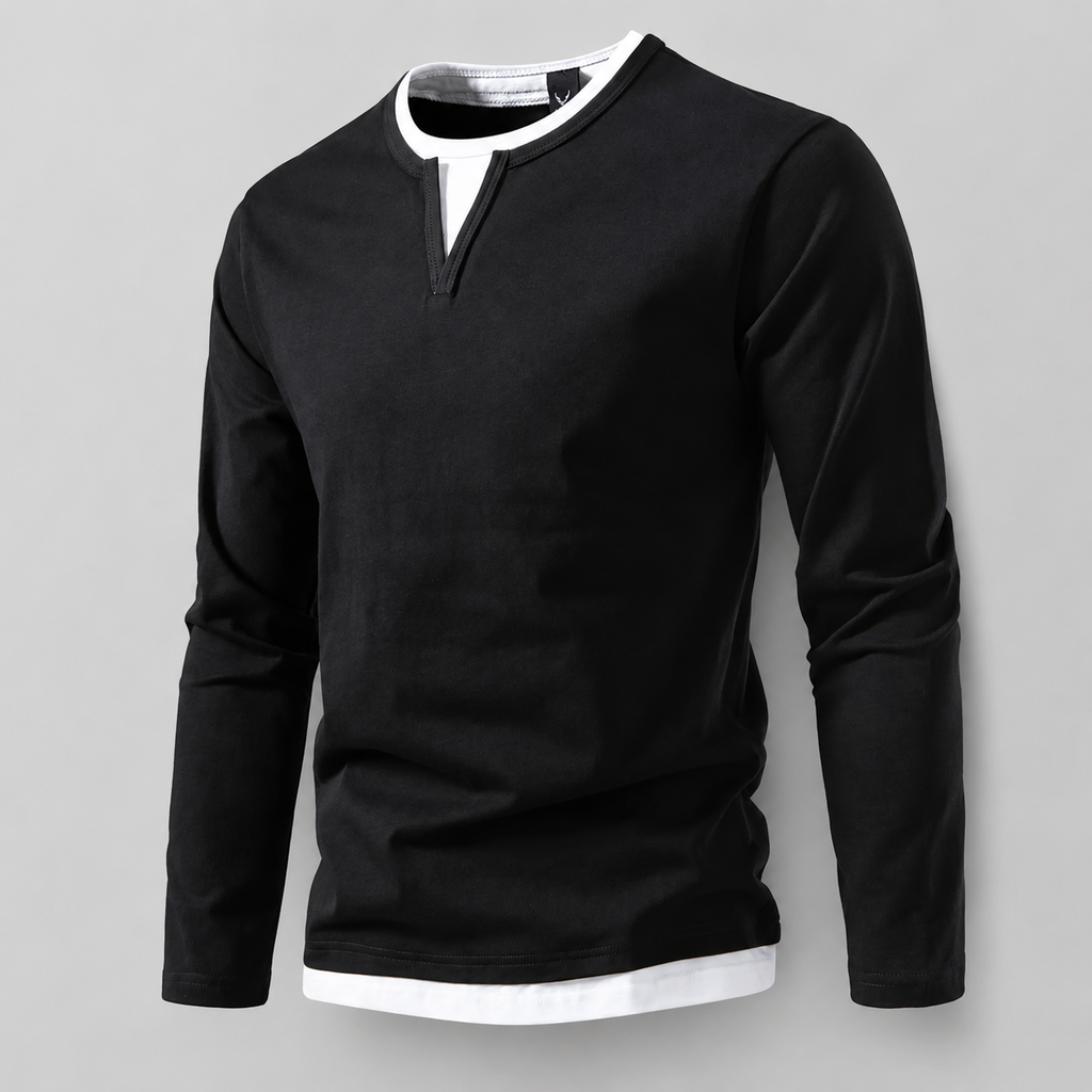 Julian Notch Neck Layered Long Sleeve Shirt