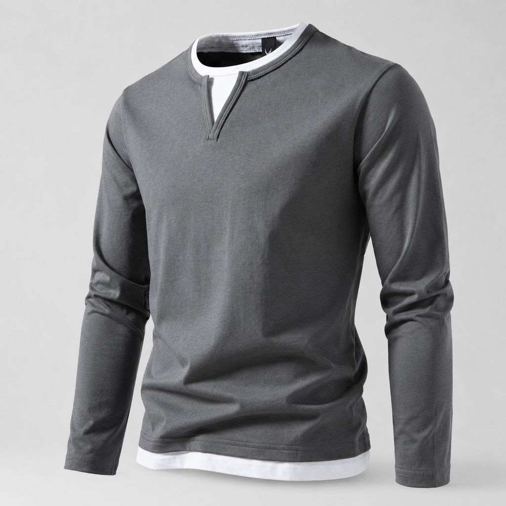 Julian Notch Neck Layered Long Sleeve Shirt