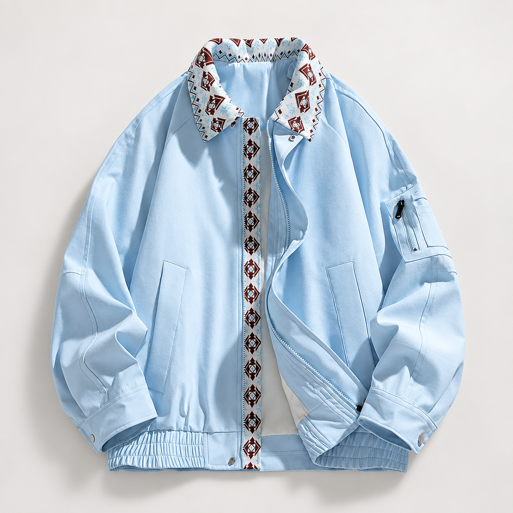 Julian Men’s Geometric-Trim Zip Jacket