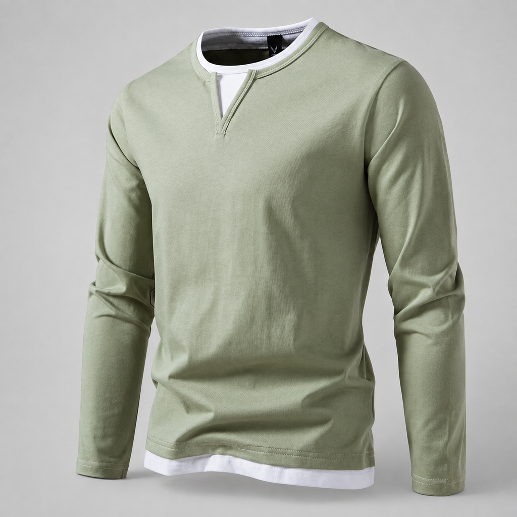 Julian Notch Neck Layered Long Sleeve Shirt