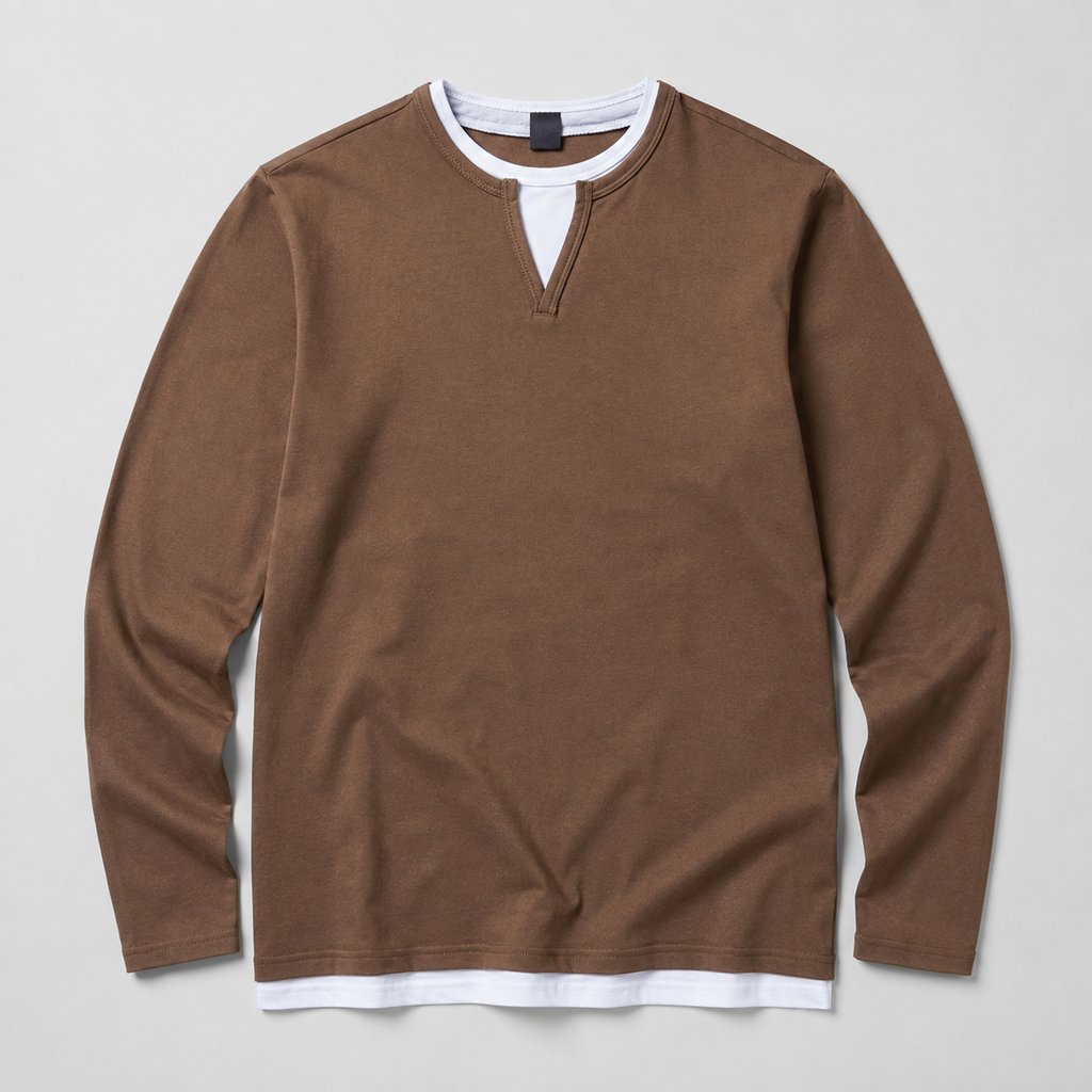 Julian Notch Neck Layered Long Sleeve Shirt