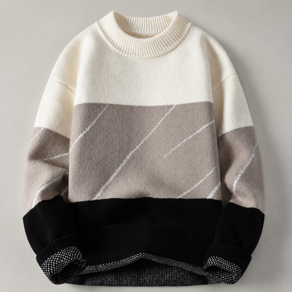 Julian Men's Color Block Crewneck Knit Sweater