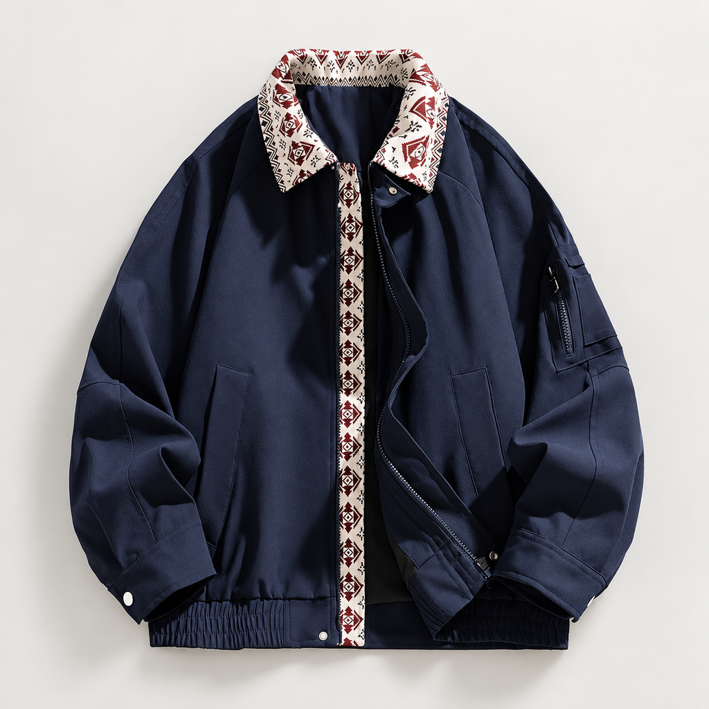 Julian Men’s Geometric-Trim Zip Jacket