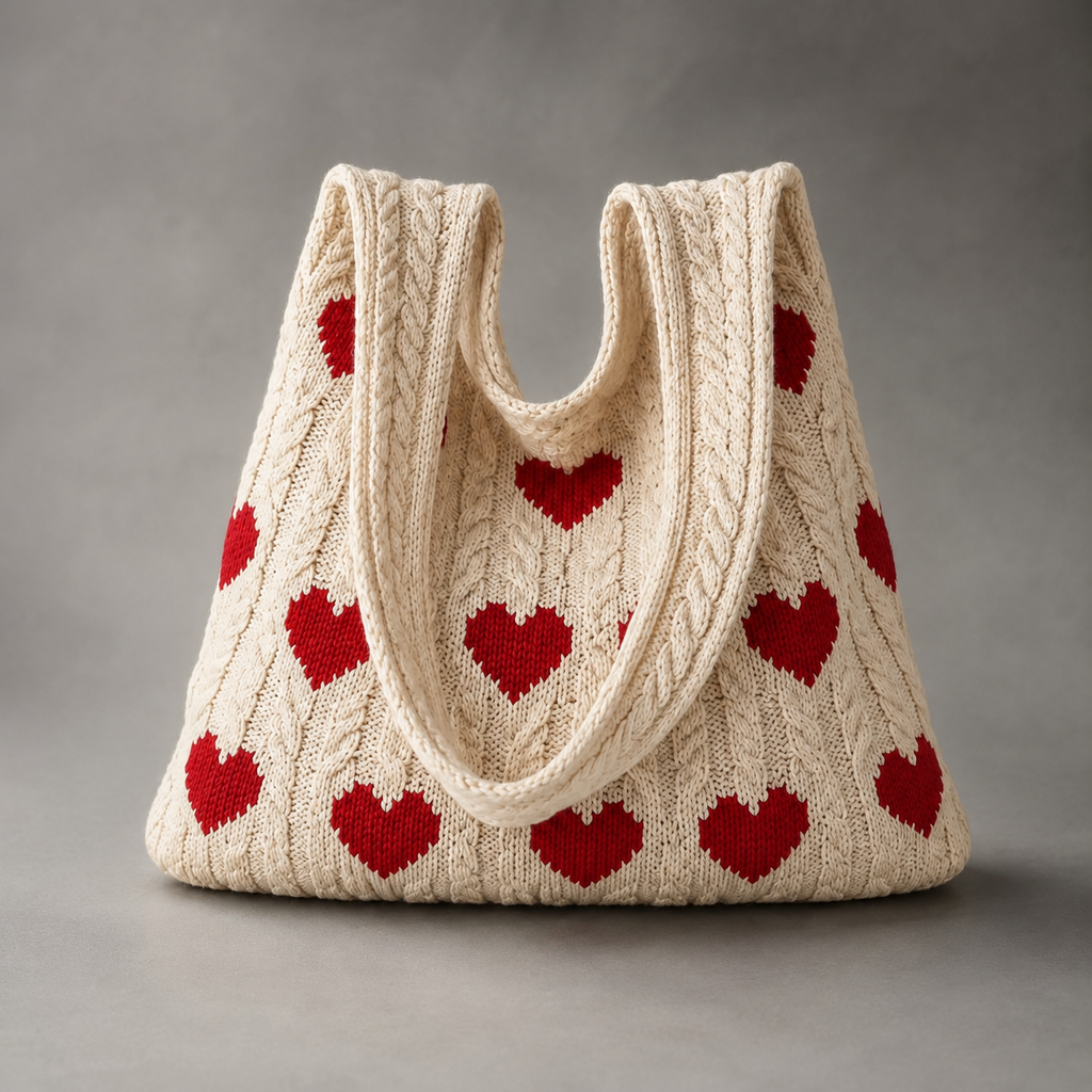 Juliette Women's Knitted Heart Tote Bag