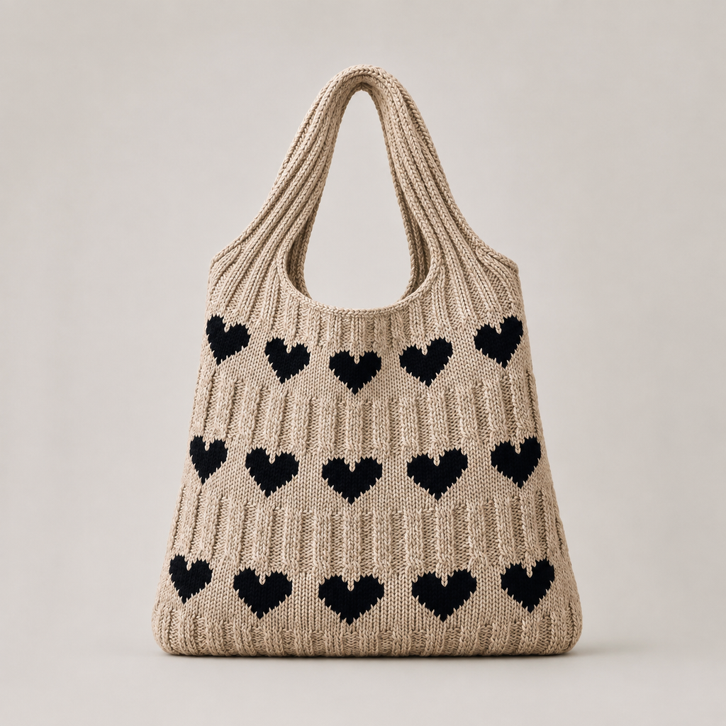 Juliette Women's Knitted Heart Tote Bag