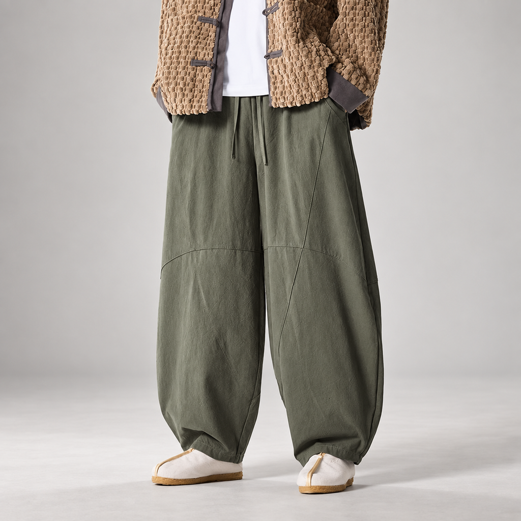 Keaton Men’s Wide-Leg Balloon Pants with Drawstring Waist