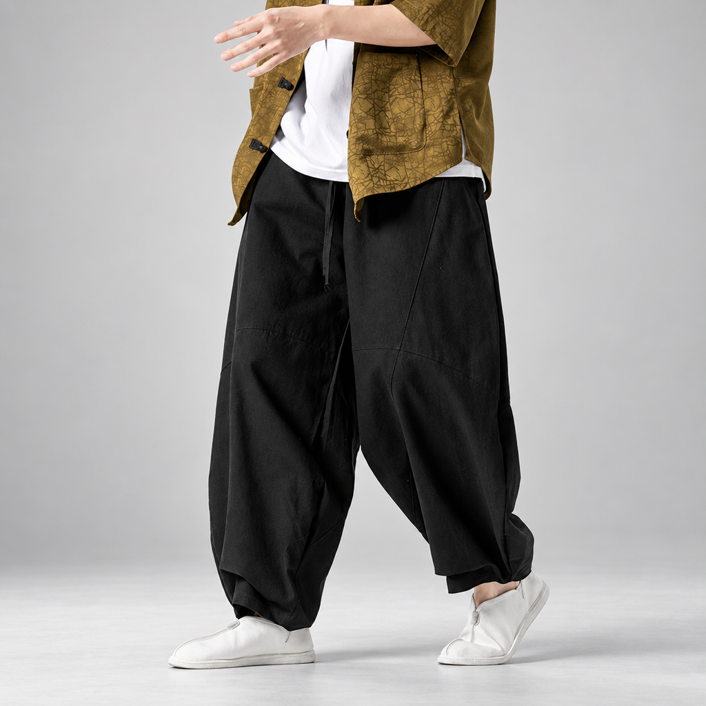 Keaton Men’s Wide-Leg Balloon Pants with Drawstring Waist