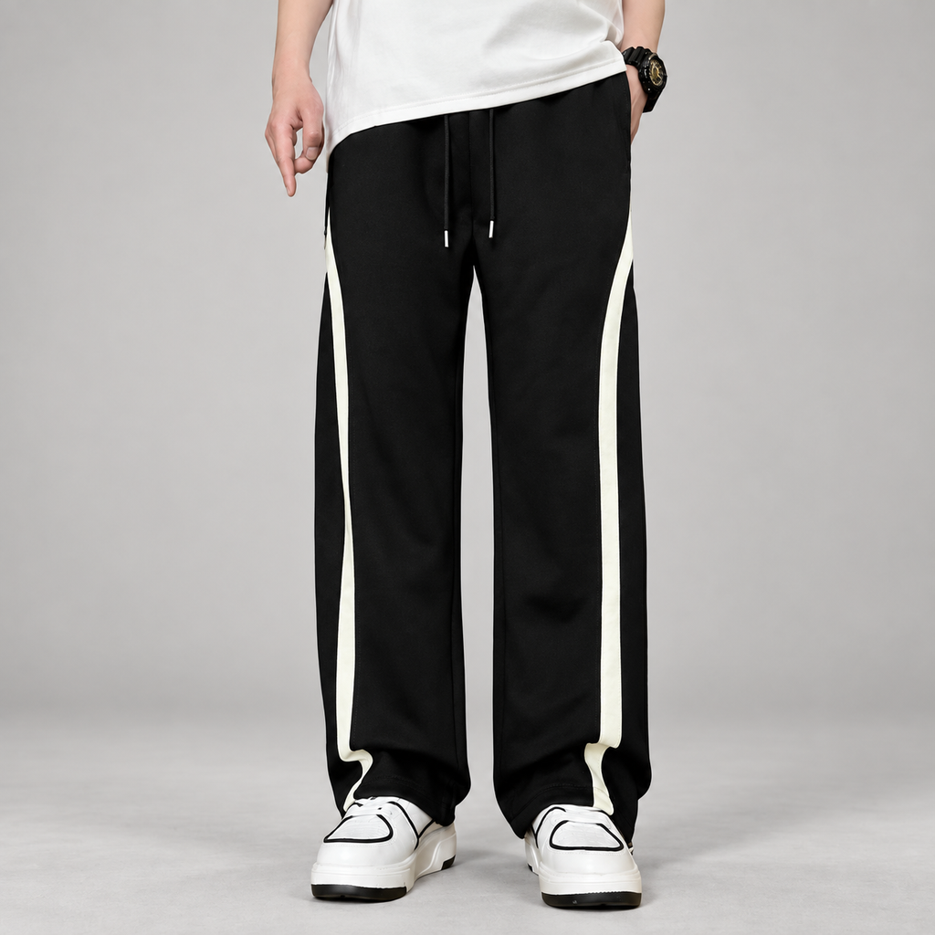 Kendrick Men’s Wide-Leg Contrast-Panel Drawstring Track Pants