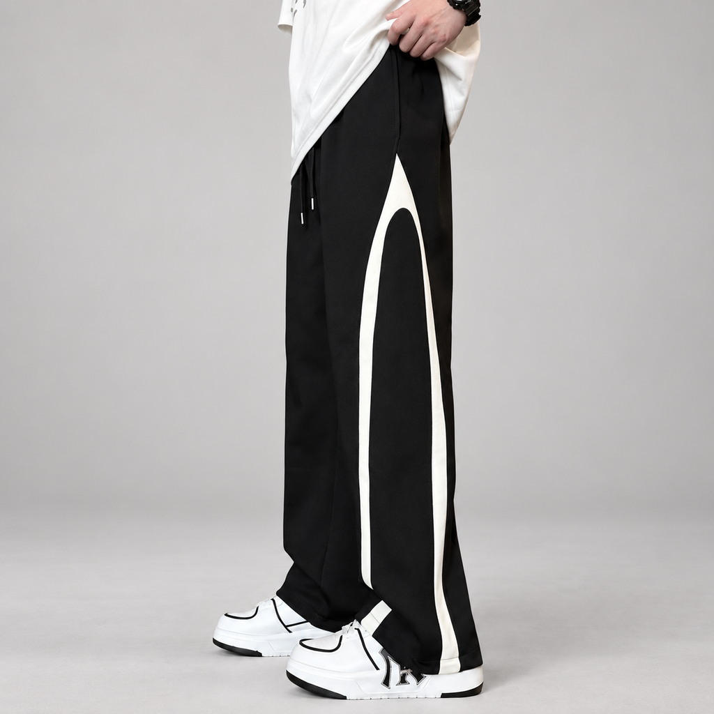 Kendrick Men’s Wide-Leg Contrast-Panel Drawstring Track Pants