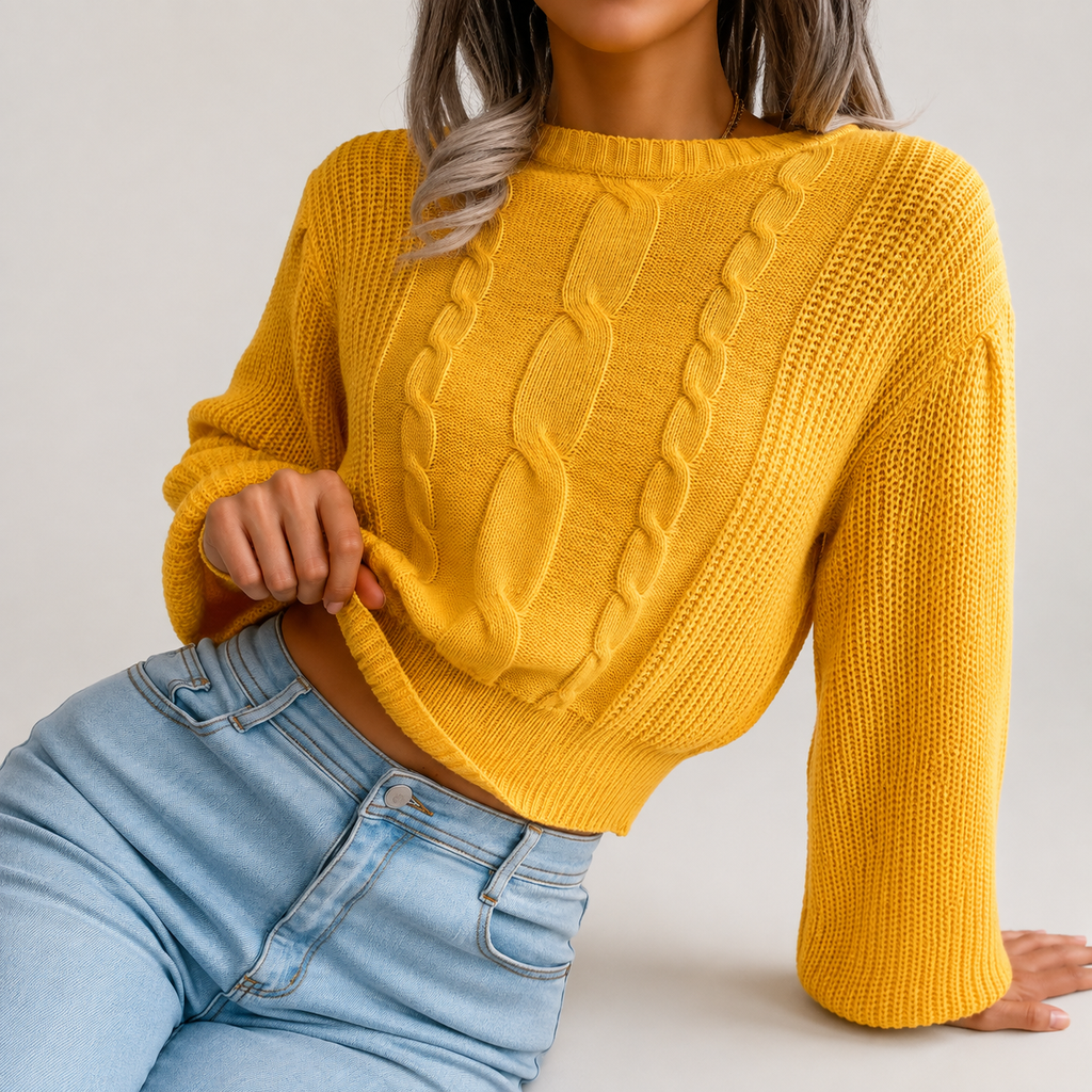 Kennedy Women’s Oversized Cable Knit Crewneck Sweater