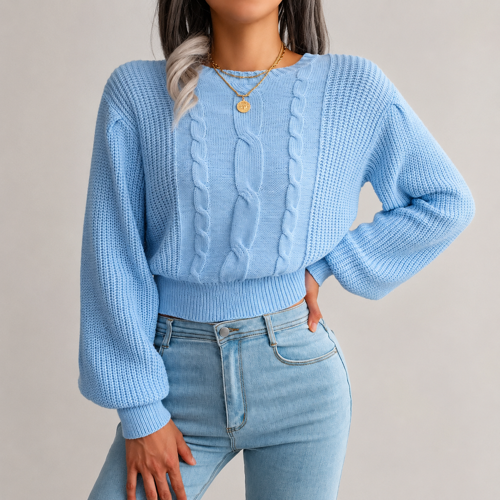 Kennedy Women’s Oversized Cable Knit Crewneck Sweater
