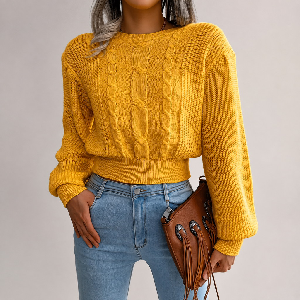 Kennedy Women’s Oversized Cable Knit Crewneck Sweater