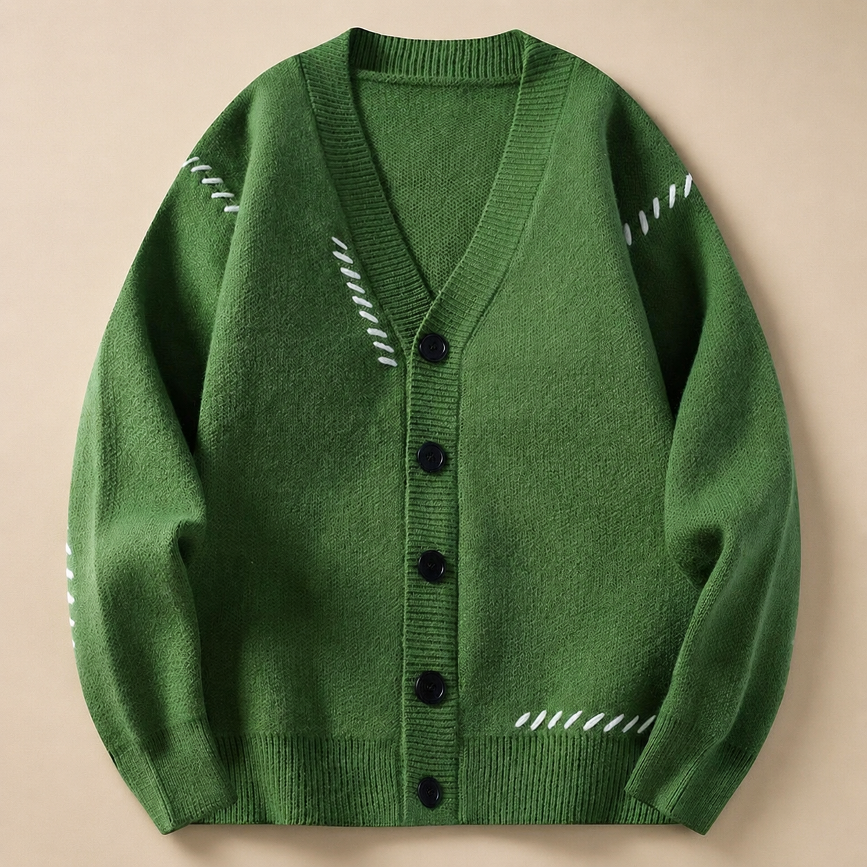 Kensington Contrast Button Knit Stitch V-Neck Cardigan