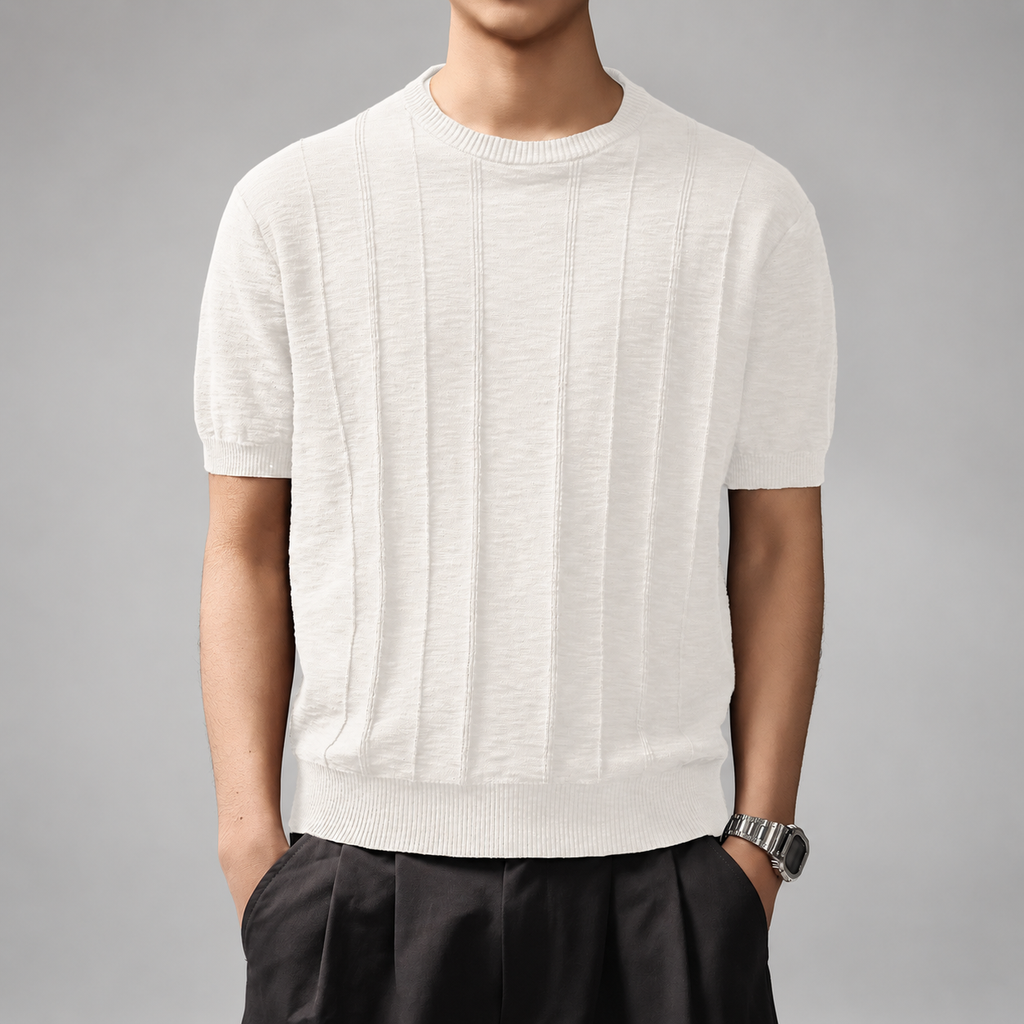 Albert Men's Textured Crewneck Short Sleeve Knit Shirt
