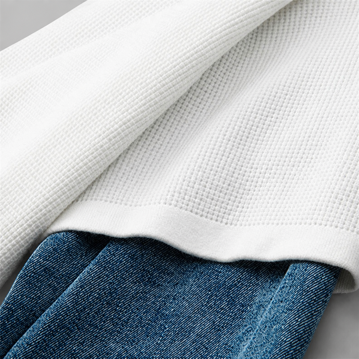 Lancaster Men’s Long Sleeve Layered Denim Polo Shirt