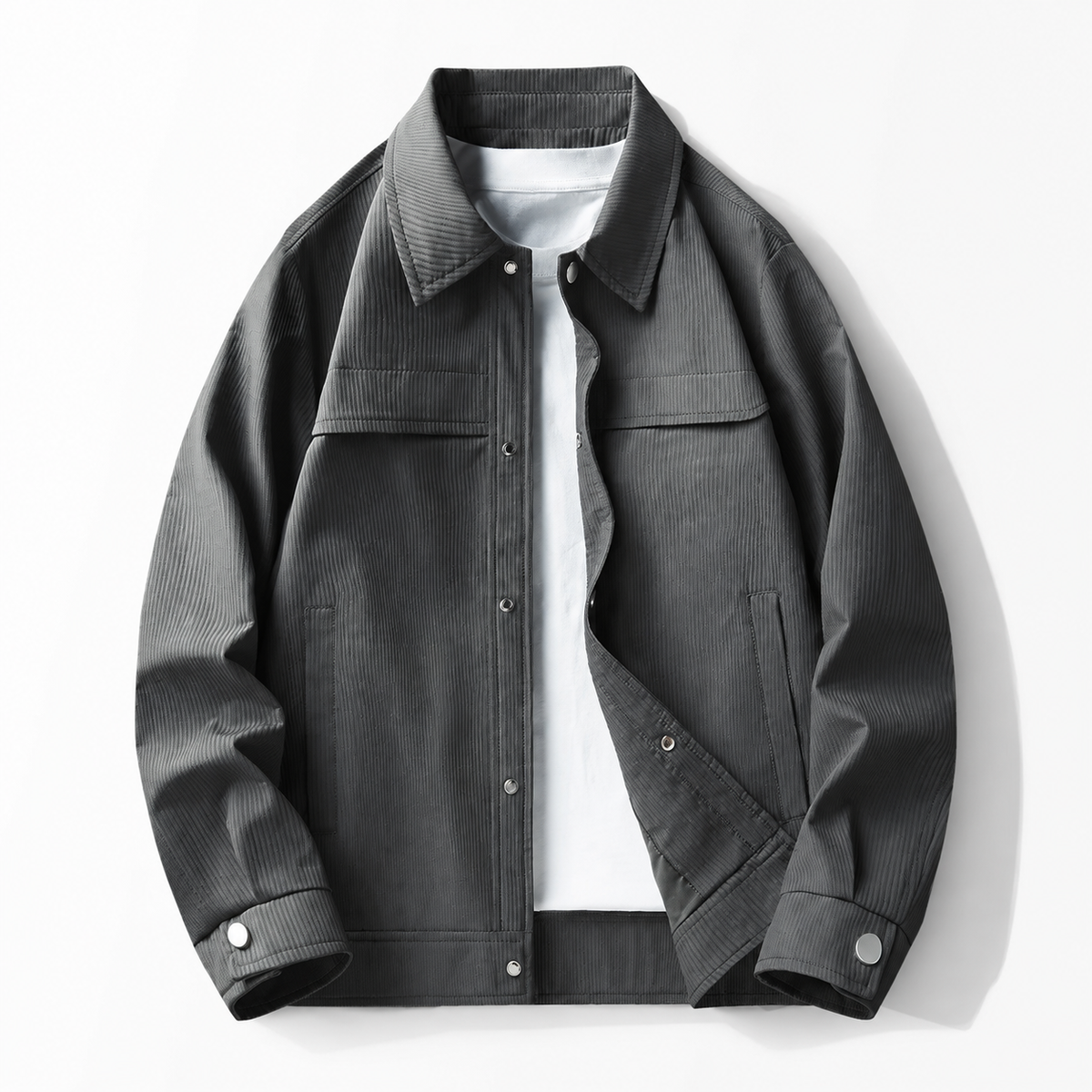 Landon Men’s Textured Casual Snap Jacket