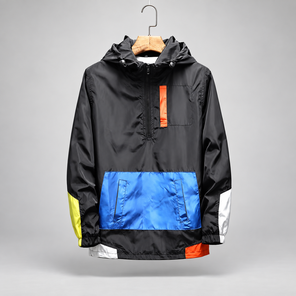 Langston Men’s Color-Block Half-Zip Hooded Anorak Jacket