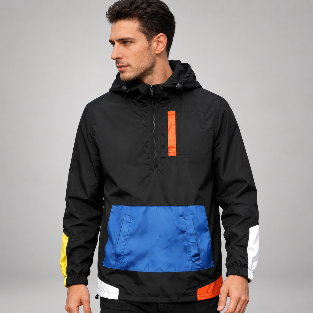 Langston Men’s Color-Block Half-Zip Hooded Anorak Jacket