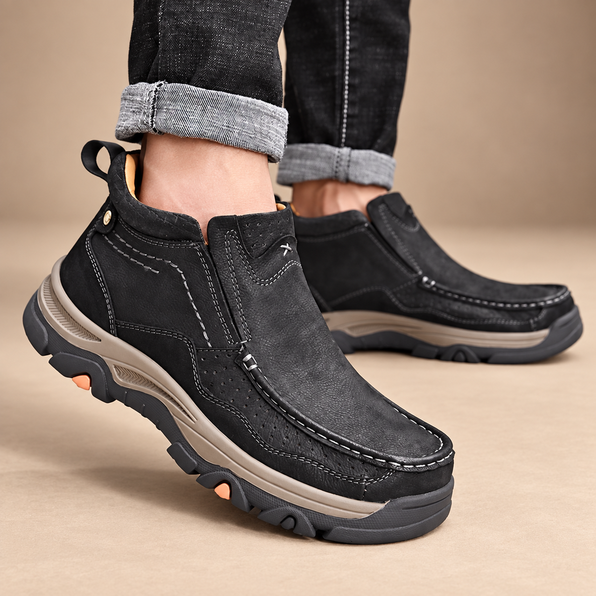 Langston Men’s Moc-Toe Slip-On Ankle Shoes