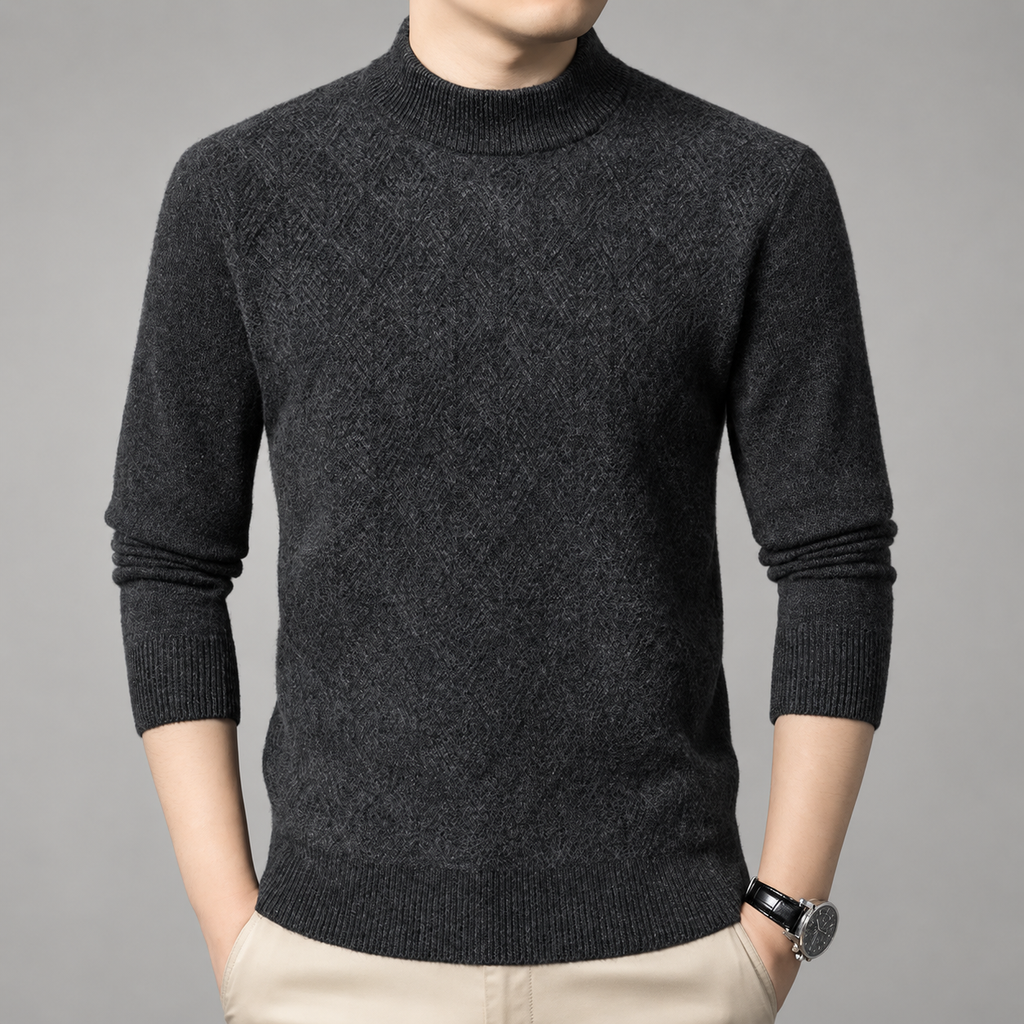 Laurent Men’s Geometric Knit Mock Neck Sweater