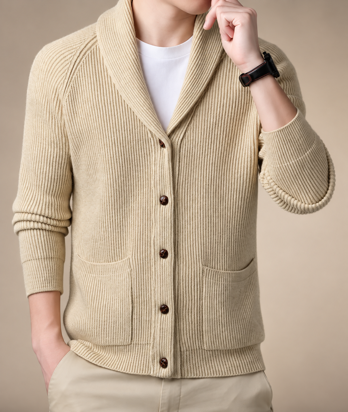 Laurent Men’s Button Front Knit Cardigan