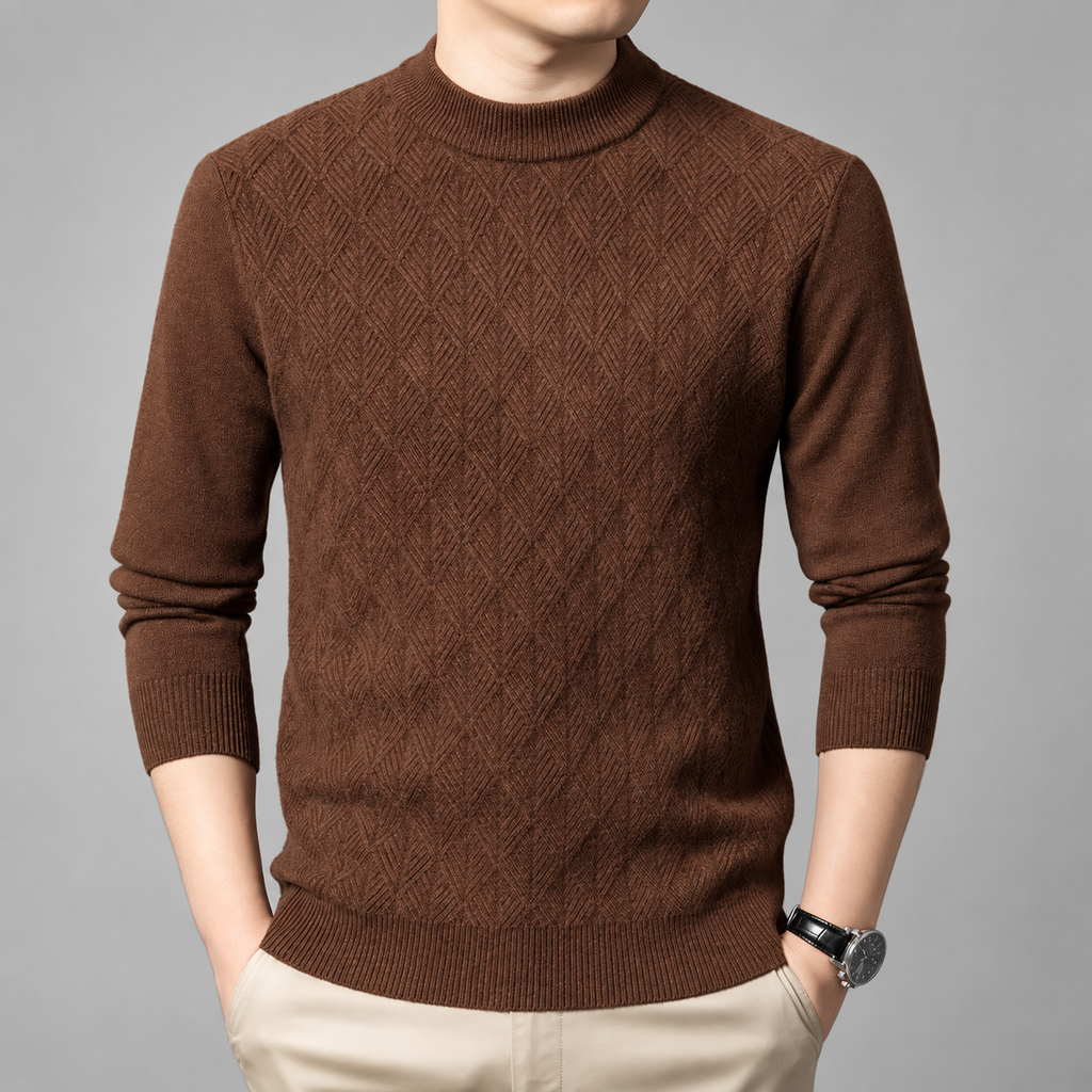 Laurent Men’s Geometric Knit Mock Neck Sweater