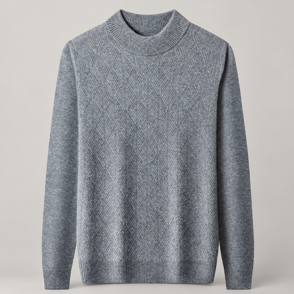 Laurent Men’s Geometric Knit Mock Neck Sweater