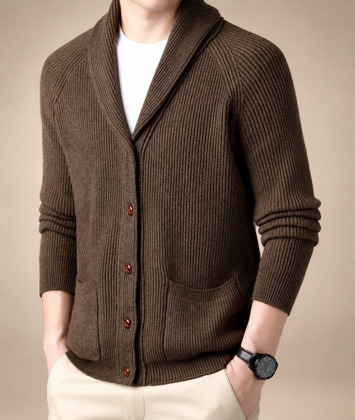 Laurent Men’s Button Front Knit Cardigan