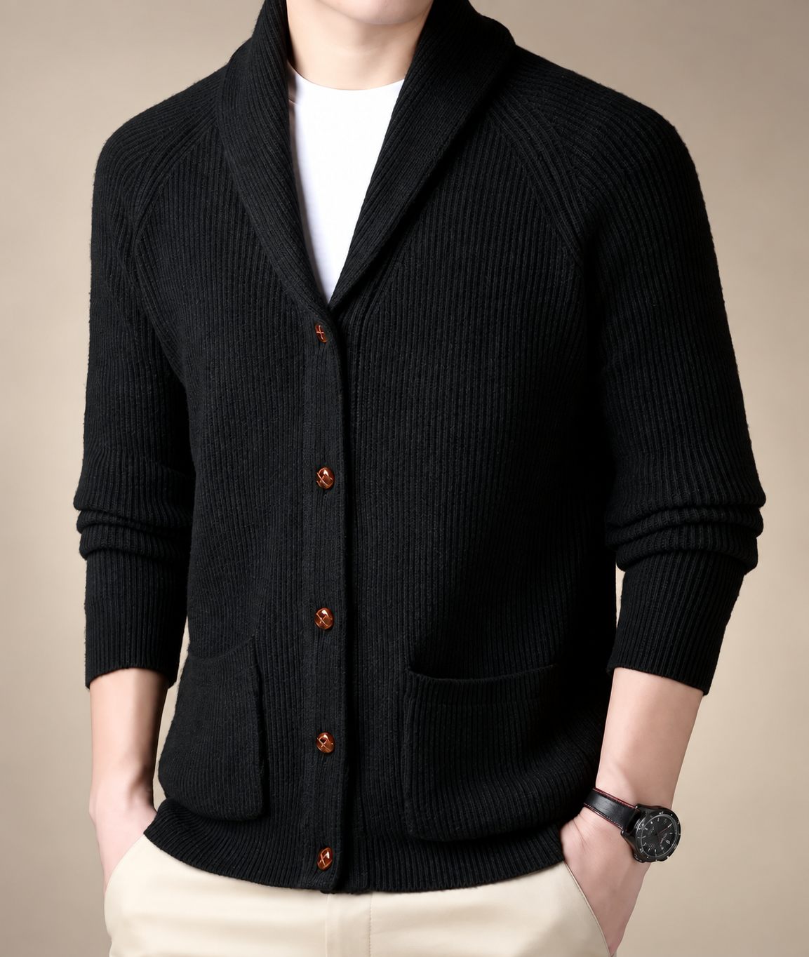 Laurent Men’s Button Front Knit Cardigan