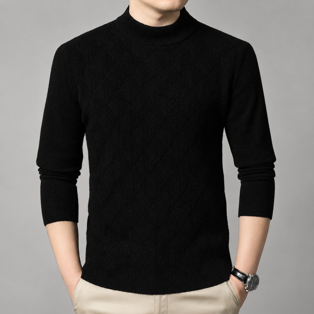 Laurent Men’s Geometric Knit Mock Neck Sweater