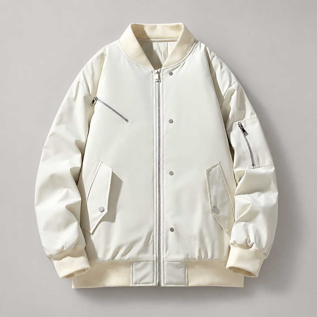 Leandro Men’s Bomber Jacket with Multiple Zipper Pockets