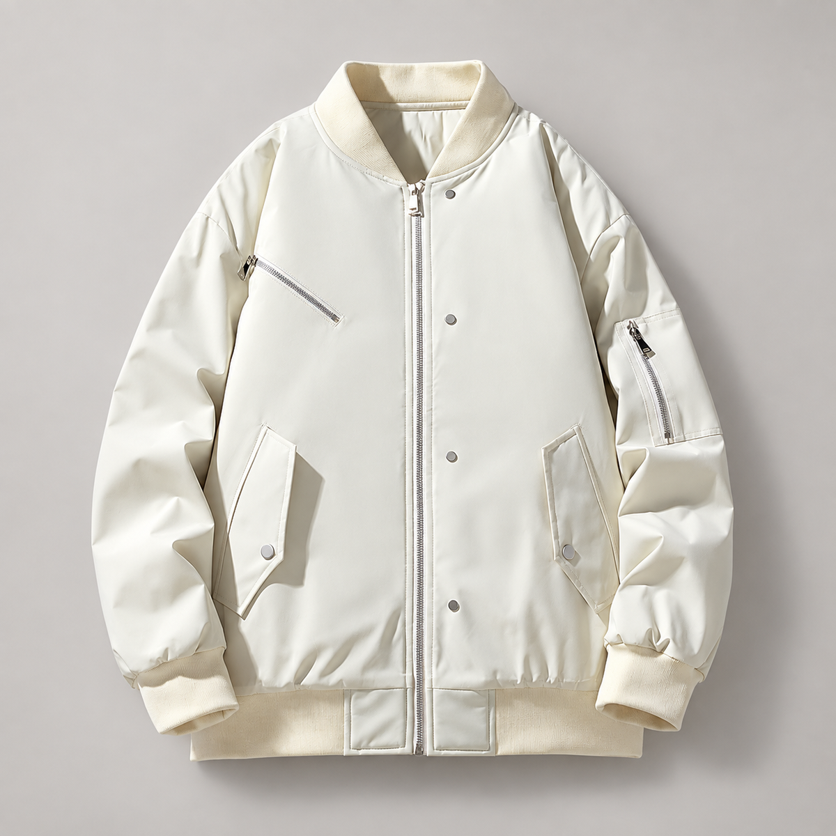 Leandro Men’s Bomber Jacket with Multiple Zipper Pockets