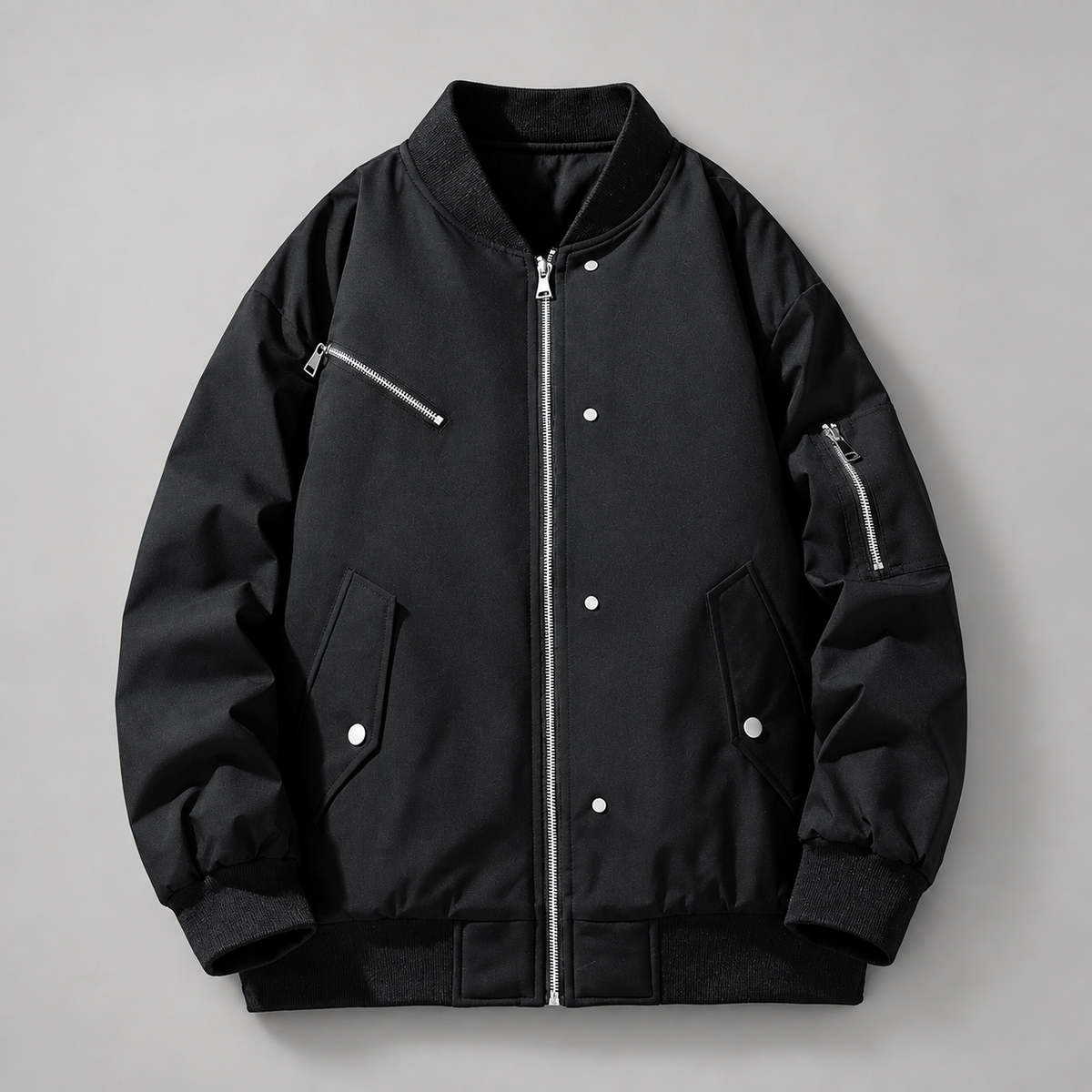 Leandro Men’s Bomber Jacket with Multiple Zipper Pockets