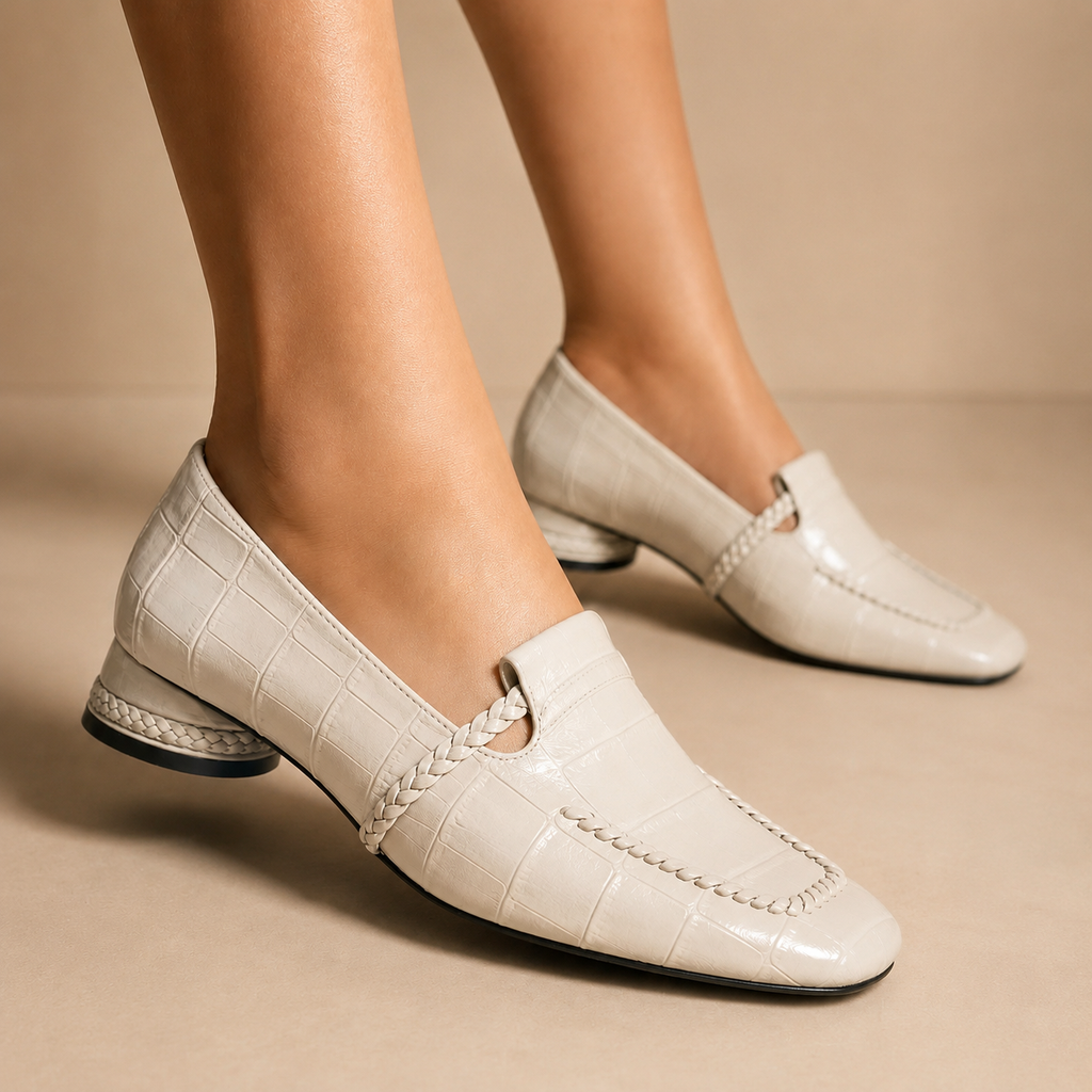 Lexington Women’s Croc-Embossed Leather Square-Toe Loafers