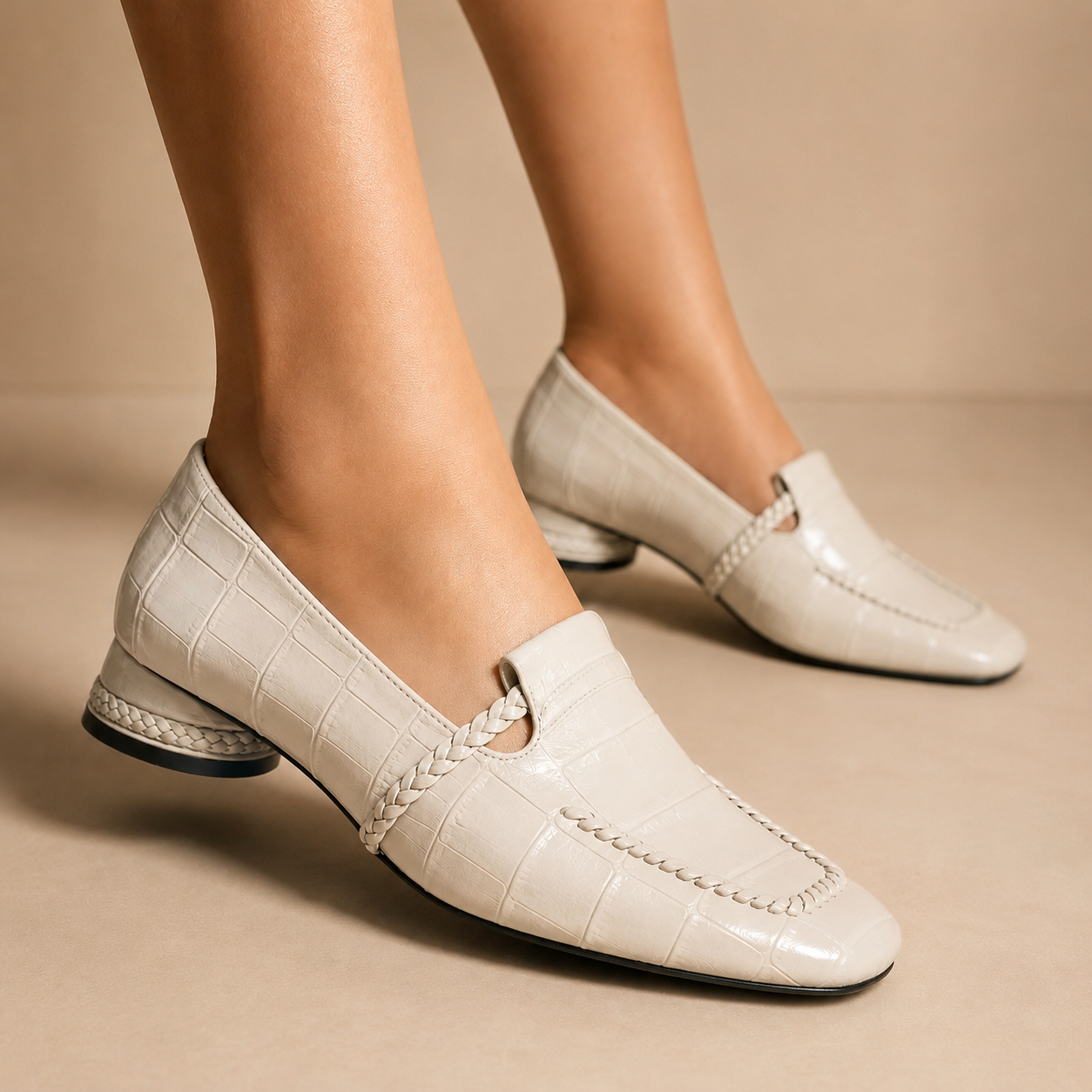 Lexington Women’s Croc-Embossed Leather Square-Toe Loafers