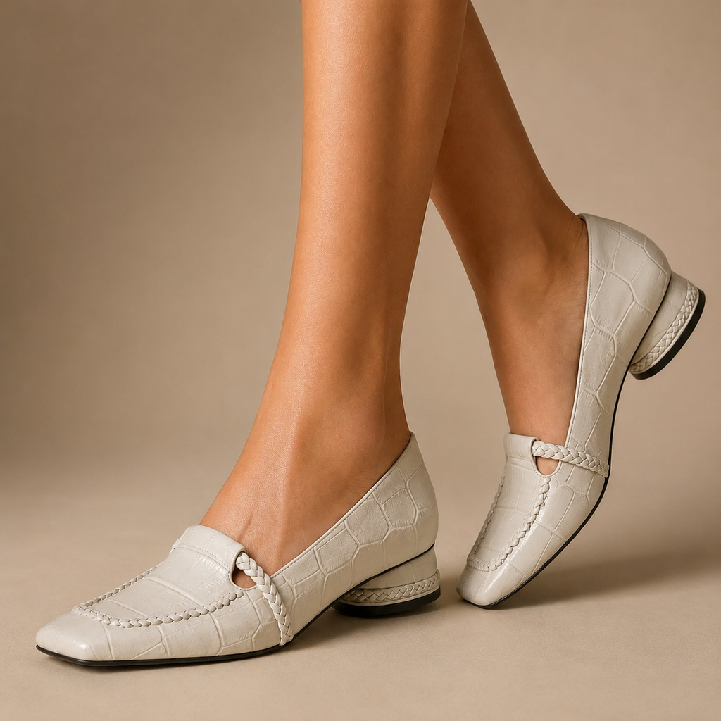 Lexington Women’s Croc-Embossed Leather Square-Toe Loafers