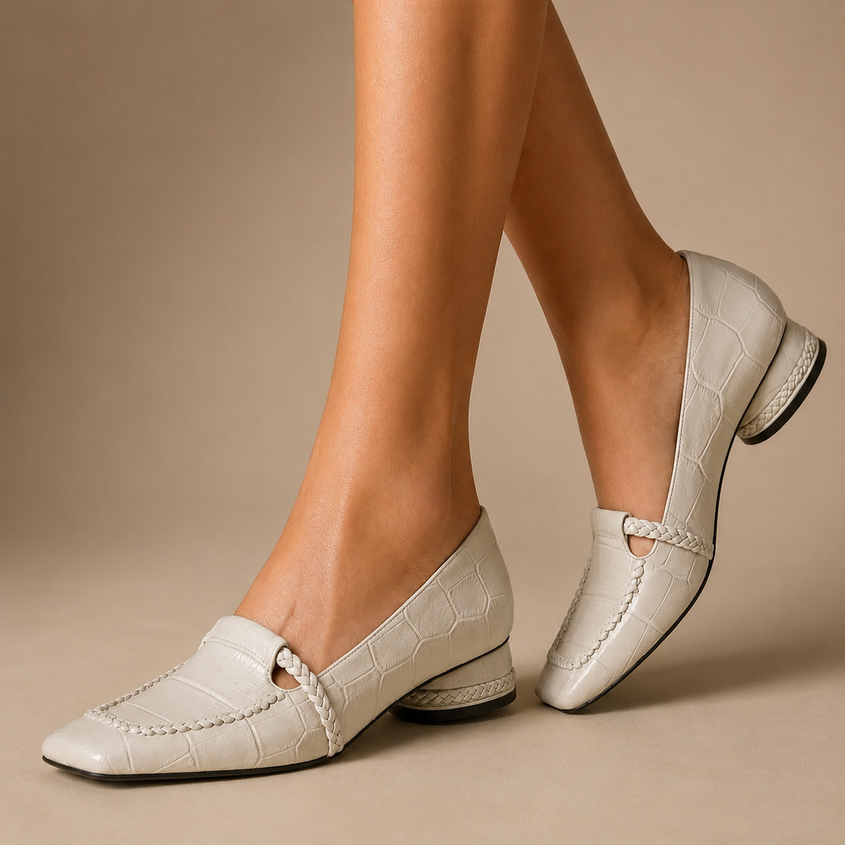 Lexington Women’s Croc-Embossed Leather Square-Toe Loafers