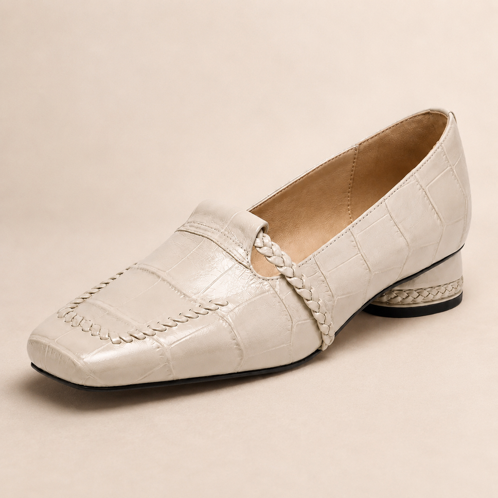 Lexington Women’s Croc-Embossed Leather Square-Toe Loafers