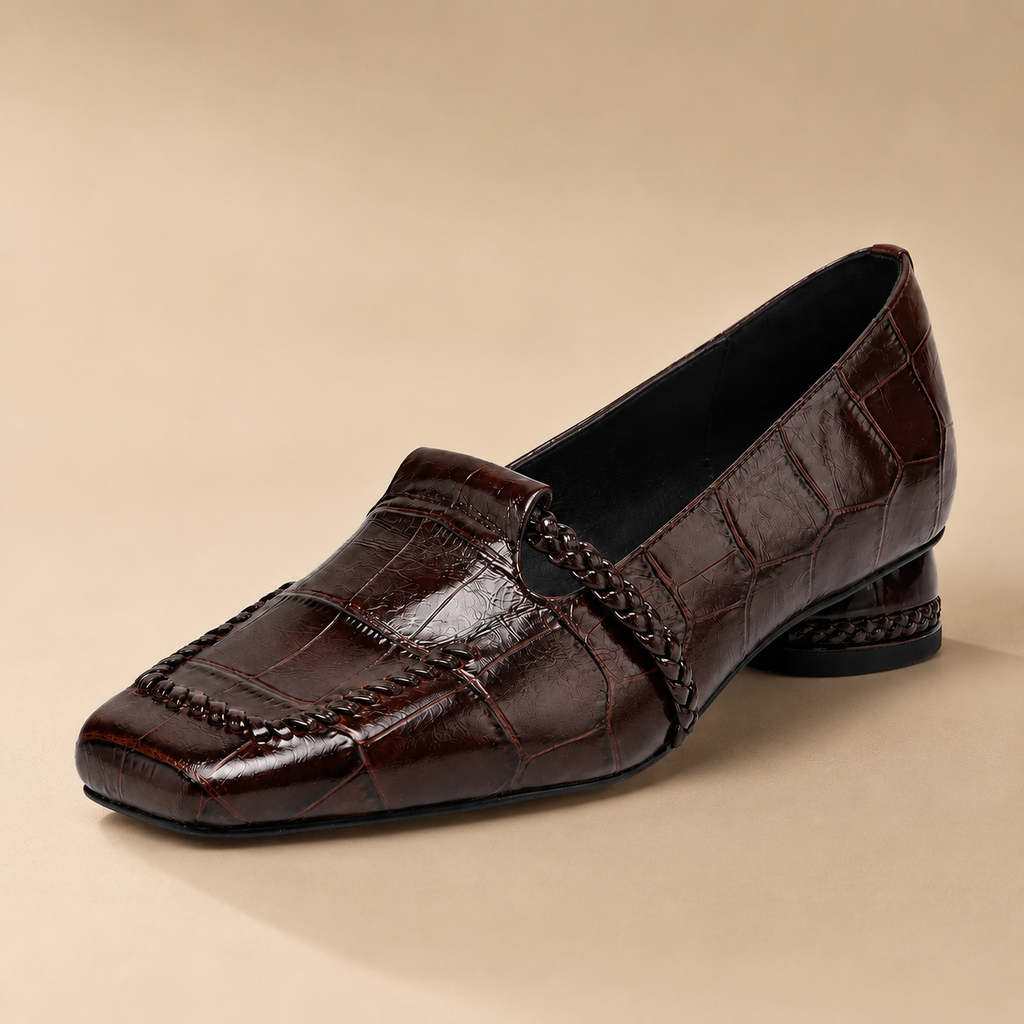 Lexington Women’s Croc-Embossed Leather Square-Toe Loafers
