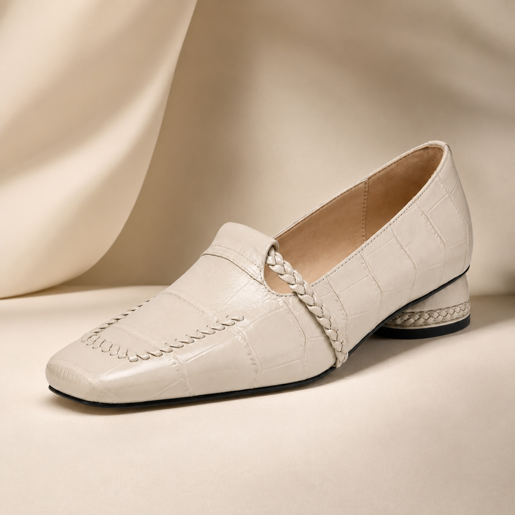 Lexington Women’s Croc-Embossed Leather Square-Toe Loafers