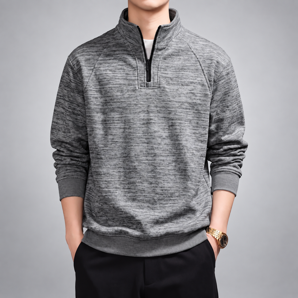 Niccolas Men's Heather Quarter-Zip Pullover with Stand Collar