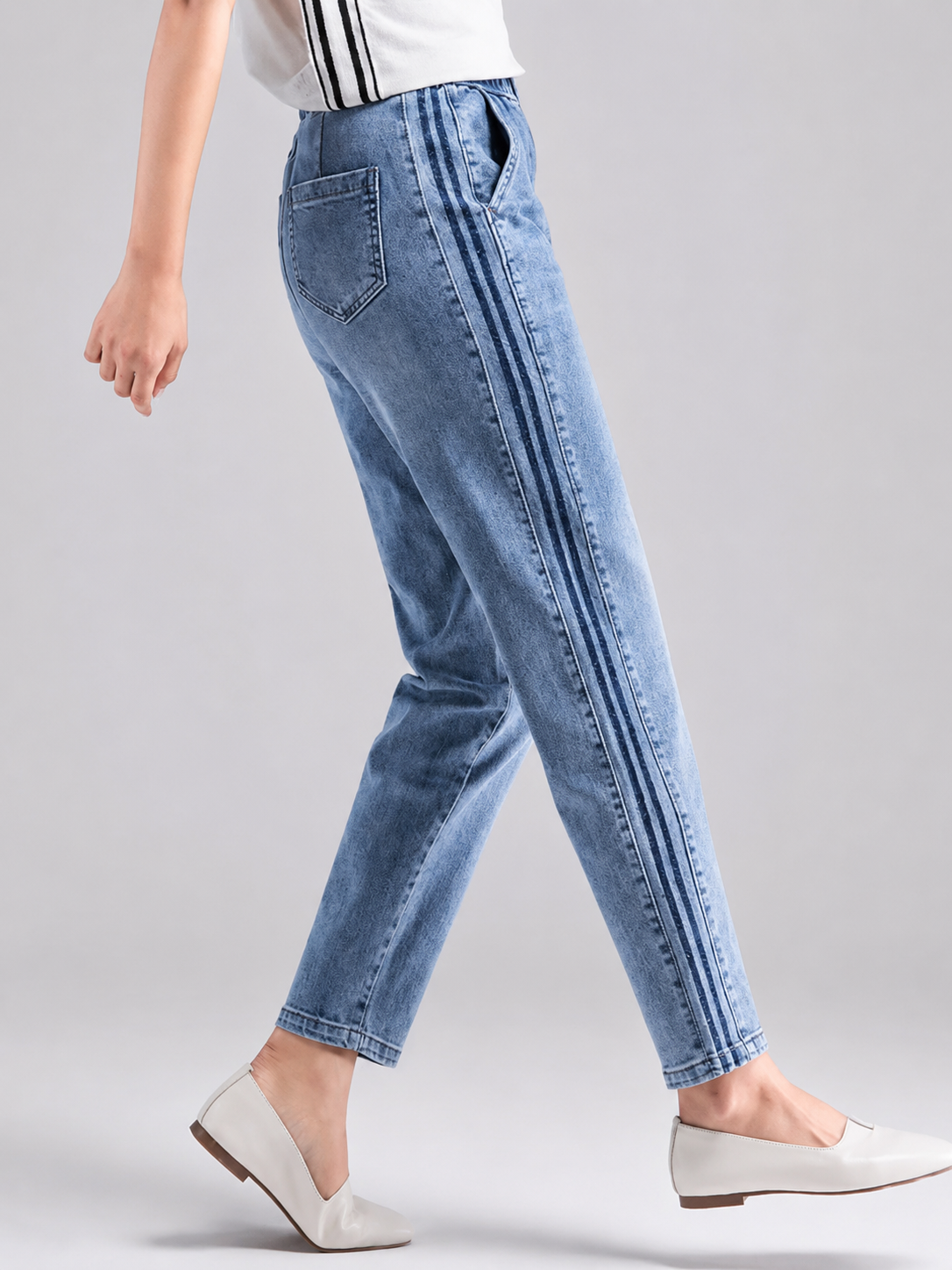 Lina Denim Striped Jeans