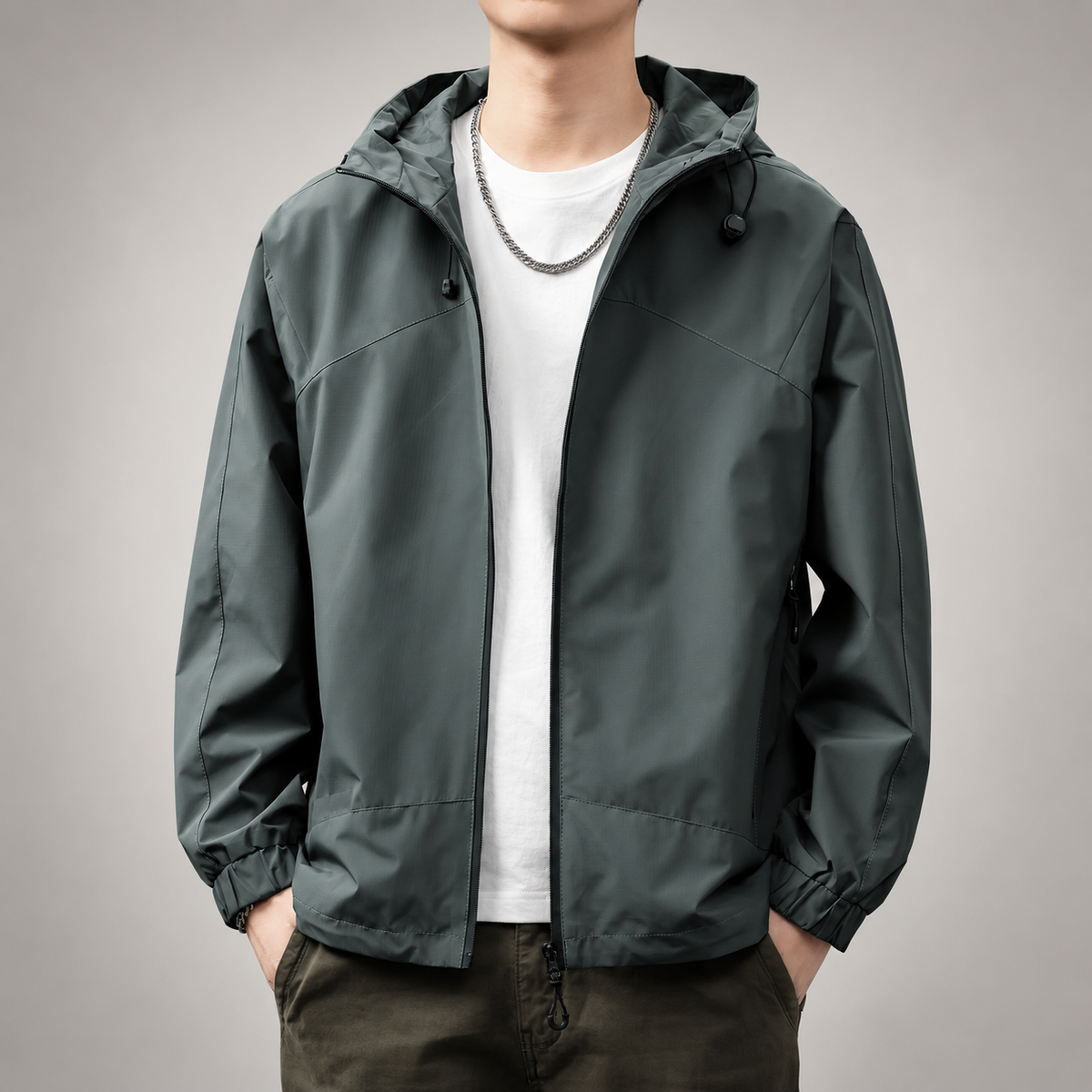 Abel Men’s Hooded Zip-Up Jacket with Elastic Cuffs