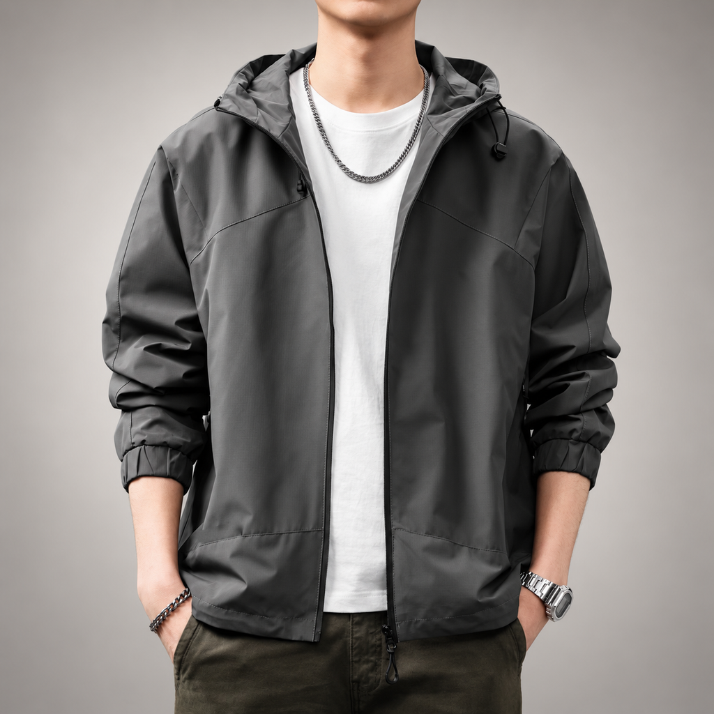 Abel Men’s Hooded Zip-Up Jacket with Elastic Cuffs