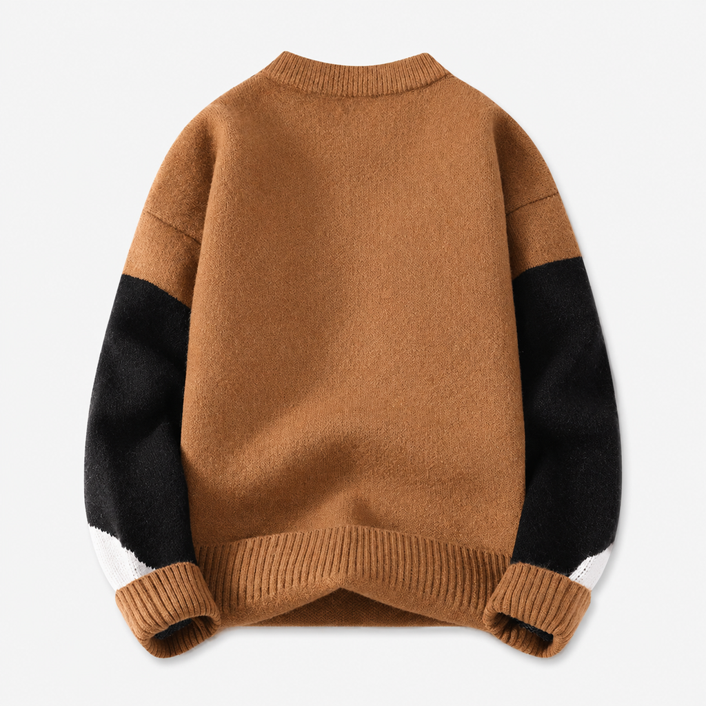 Lorenzo Patchwork Color Block Knit Sweater