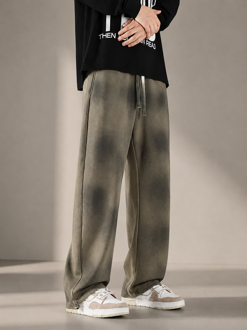 Lorenzo Men’s Wide Leg Cotton Blend Pants
